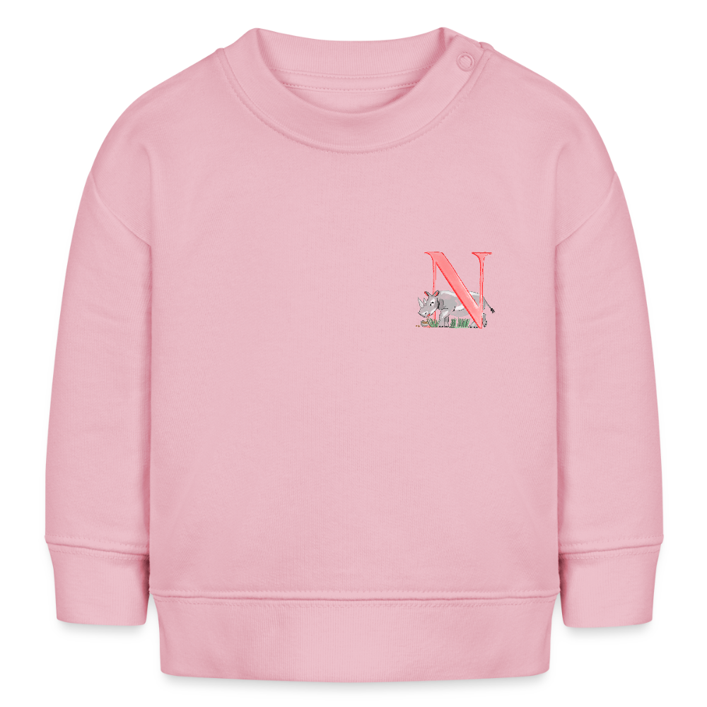 Baby Sweatshirt personalisiert – Bio-Baumwolle Buchstabe "N" - Hellrosa