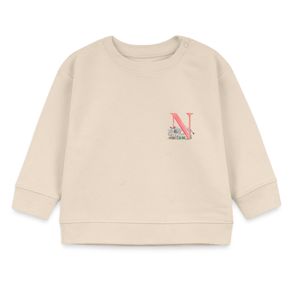 Baby Sweatshirt personalisiert – Bio-Baumwolle Buchstabe "N" - Weißgrau