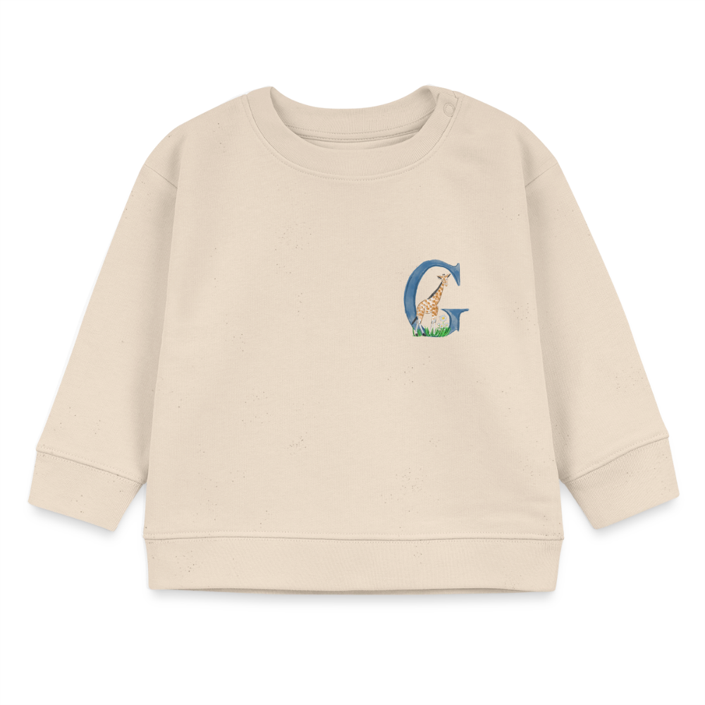 Baby Sweatshirt personalisiert – Bio-Baumwolle Buchstabe "G" - Weißgrau