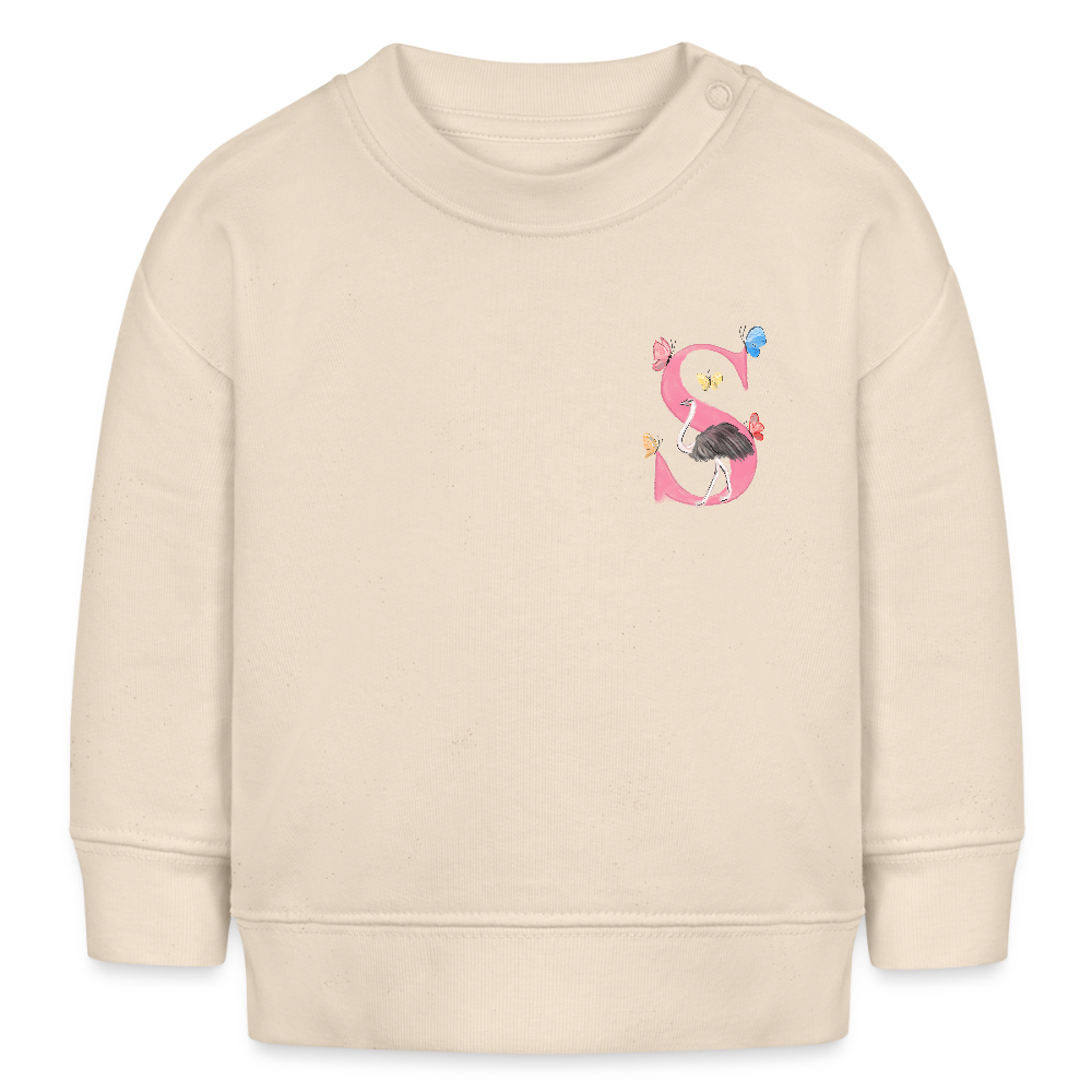 Baby Sweatshirt personalisiert – Bio-Baumwolle Buchstabe "S" - Weißgrau
