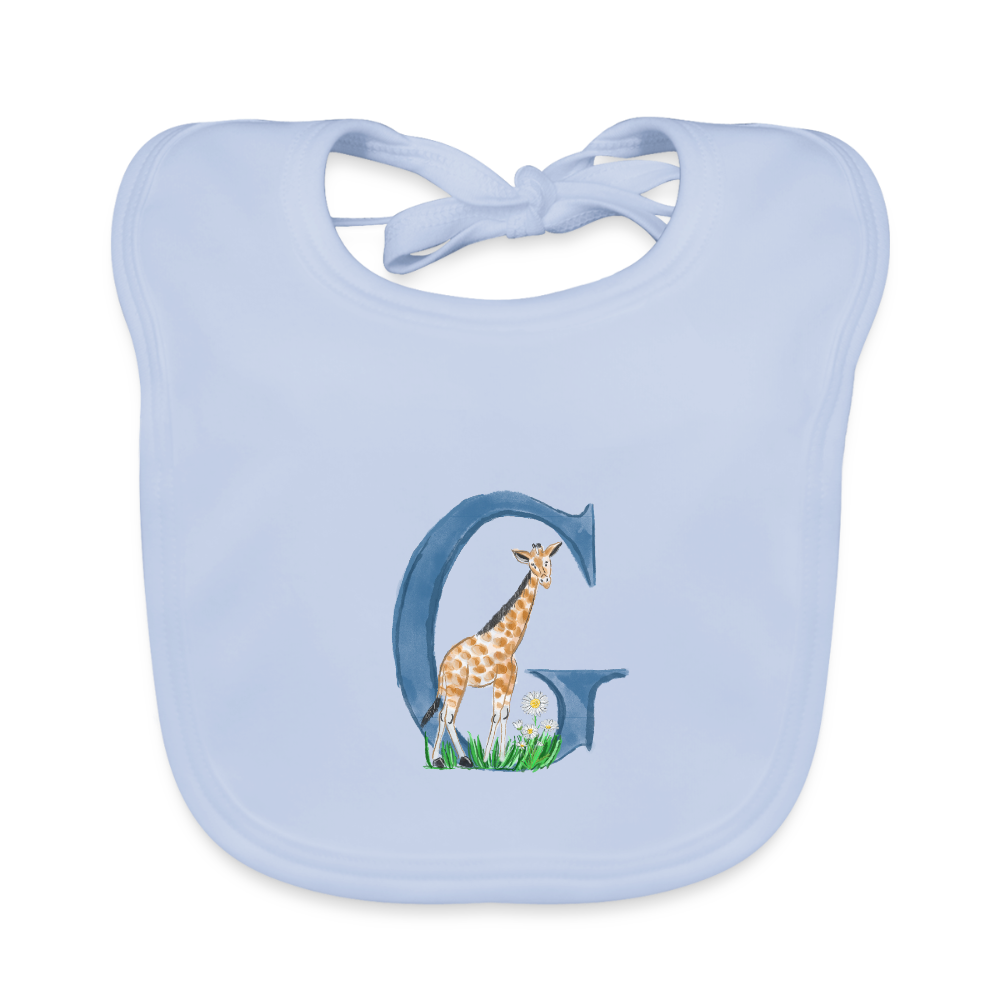 Baby Lätzchen personalisiert – Bio-Baumwolle mit Buchstabe "G" - sky Blue