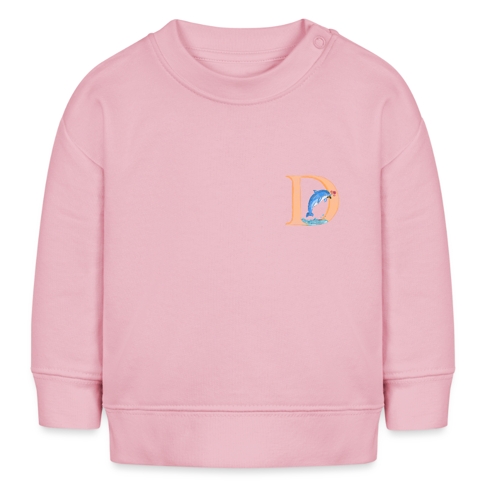 Baby Sweatshirt personalisiert – Bio-Baumwolle Buchstabe "D" - Hellrosa
