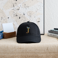 Kinder Snapback Cap personalisiert –  mit Anfangsbuchstaben "J" Blau - Schwarz