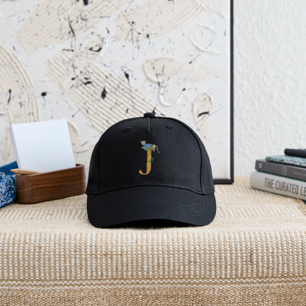 Kinder Snapback Cap personalisiert –  mit Anfangsbuchstaben "J" Blau - Schwarz