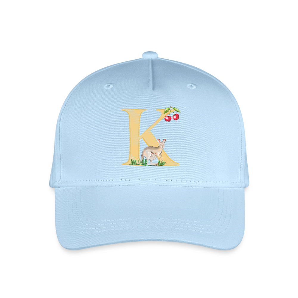 Kinder Snapback Cap personalisiert –  mit Anfangsbuchstaben "K" - Hellblau