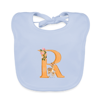 Baby Lätzchen personalisiert – Bio-Baumwolle mit Buchstabe "R" 🌱🍼 - sky Blue