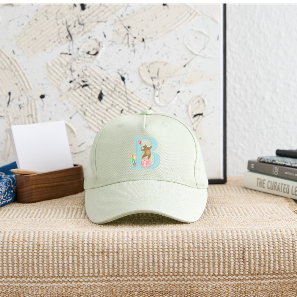 Kinder Snapback Cap personalisiert –  mit Anfangsbuchstaben "B" - Helles Mintgrün