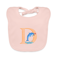 Baby Lätzchen personalisiert – Bio-Baumwolle mit Buchstabe "D" 🌱🍼 - Rose