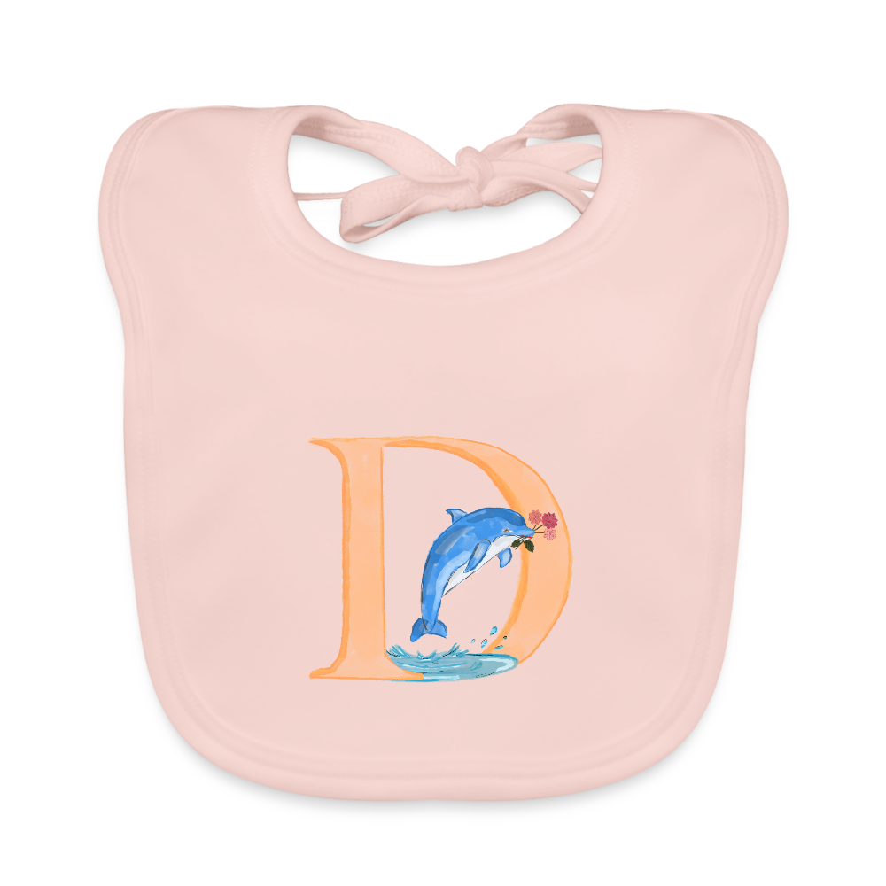 Baby Lätzchen personalisiert – Bio-Baumwolle mit Buchstabe "D" 🌱🍼 - Rose