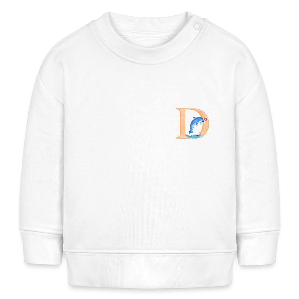 Baby Sweatshirt personalisiert – Bio-Baumwolle Buchstabe "D" - Weiß