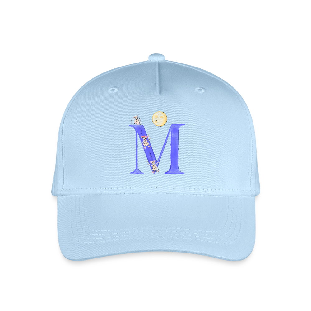 Kinder Snapback Cap personalisiert –  mit Anfangsbuchstaben "M" - Hellblau