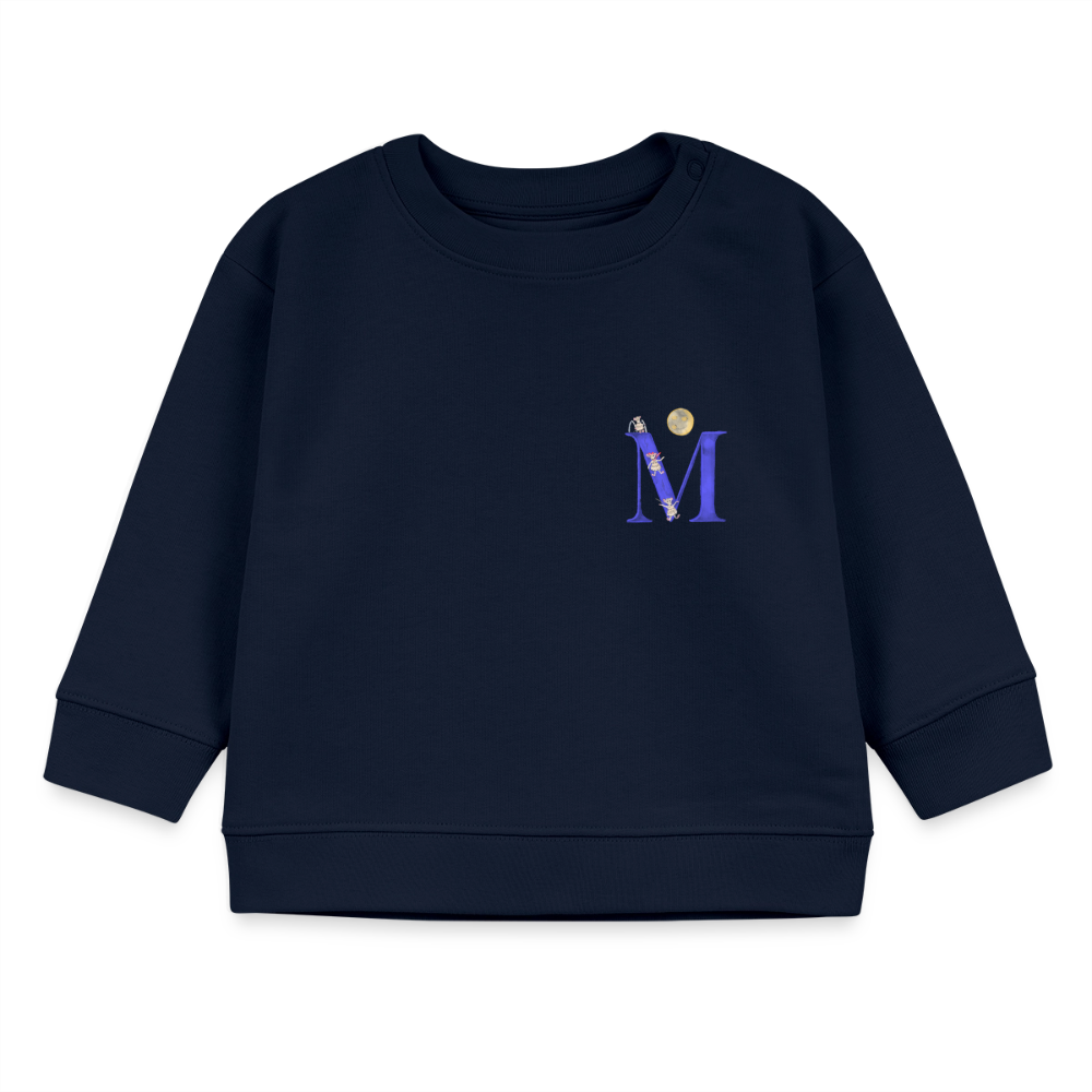 Baby Sweatshirt personalisiert – Bio-Baumwolle Buchstabe "M" - Navy