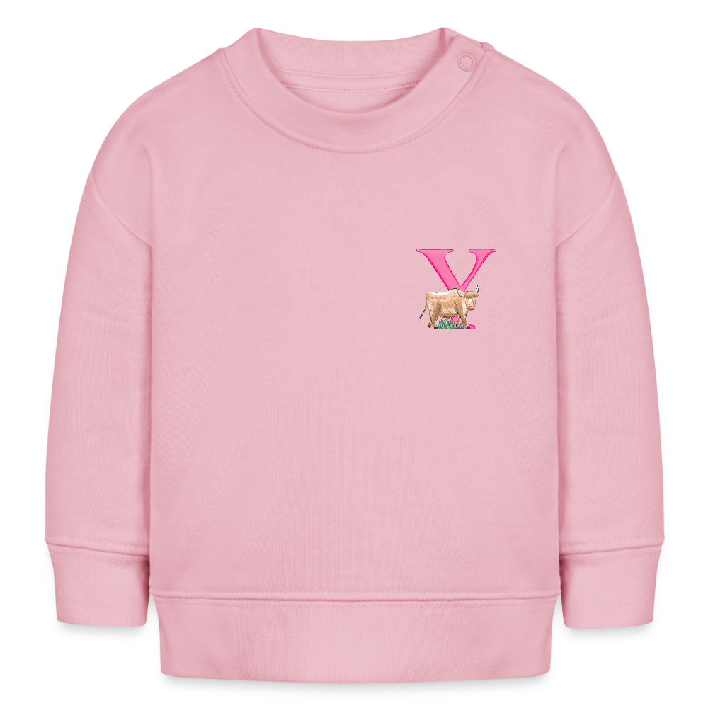 Baby Sweatshirt personalisiert – Bio-Baumwolle Buchstabe "Y" - Hellrosa