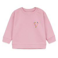 Baby Sweatshirt personalisiert – Bio-Baumwolle Buchstabe "V" - Hellrosa