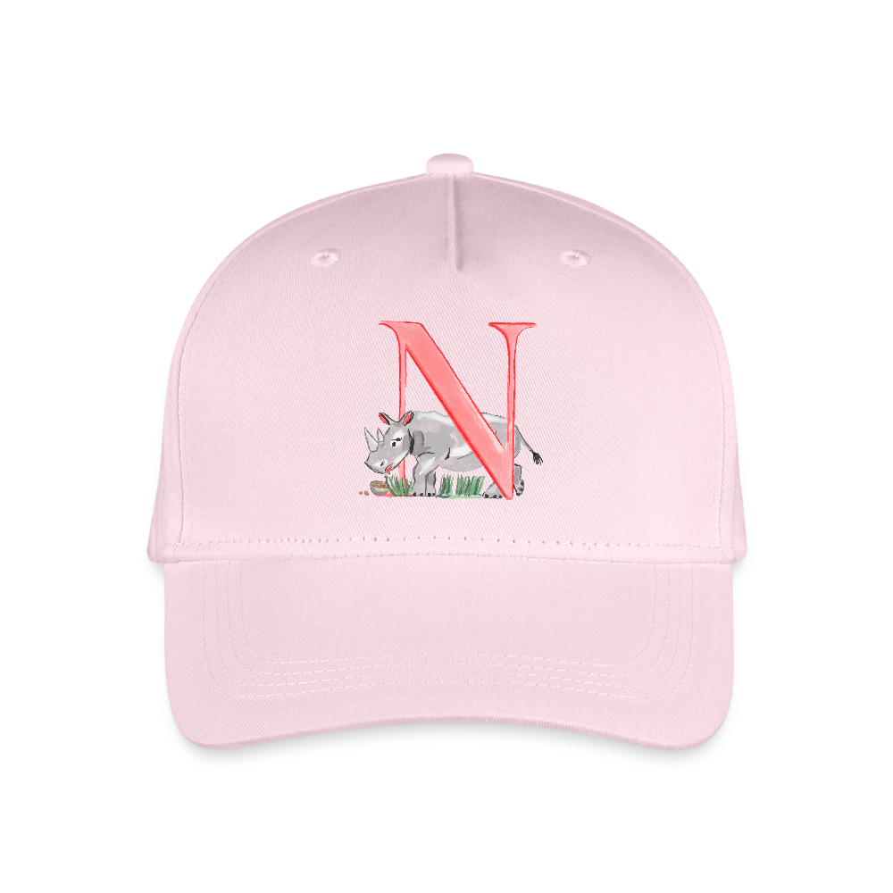 Kinder Snapback Cap personalisiert –  mit Anfangsbuchstaben "N" - Hellrosa