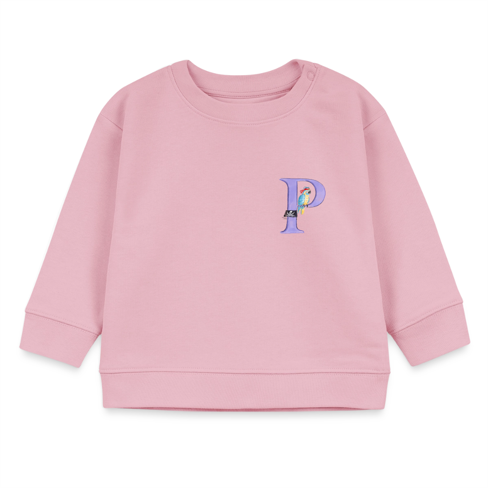 Baby Sweatshirt personalisiert – Bio-Baumwolle Buchstabe "P" - Hellrosa