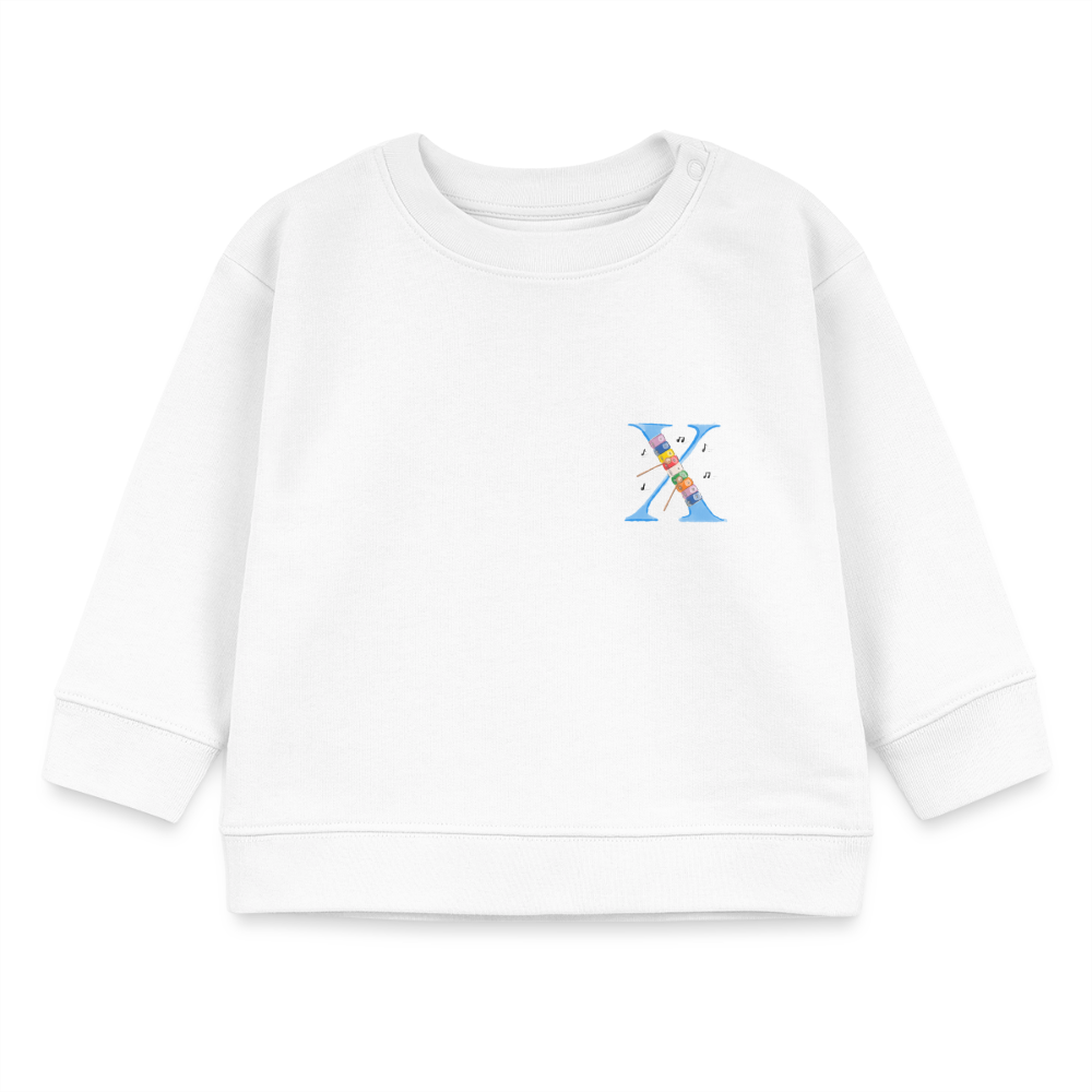 Baby Sweatshirt personalisiert – Bio-Baumwolle Buchstabe "X" - Weiß