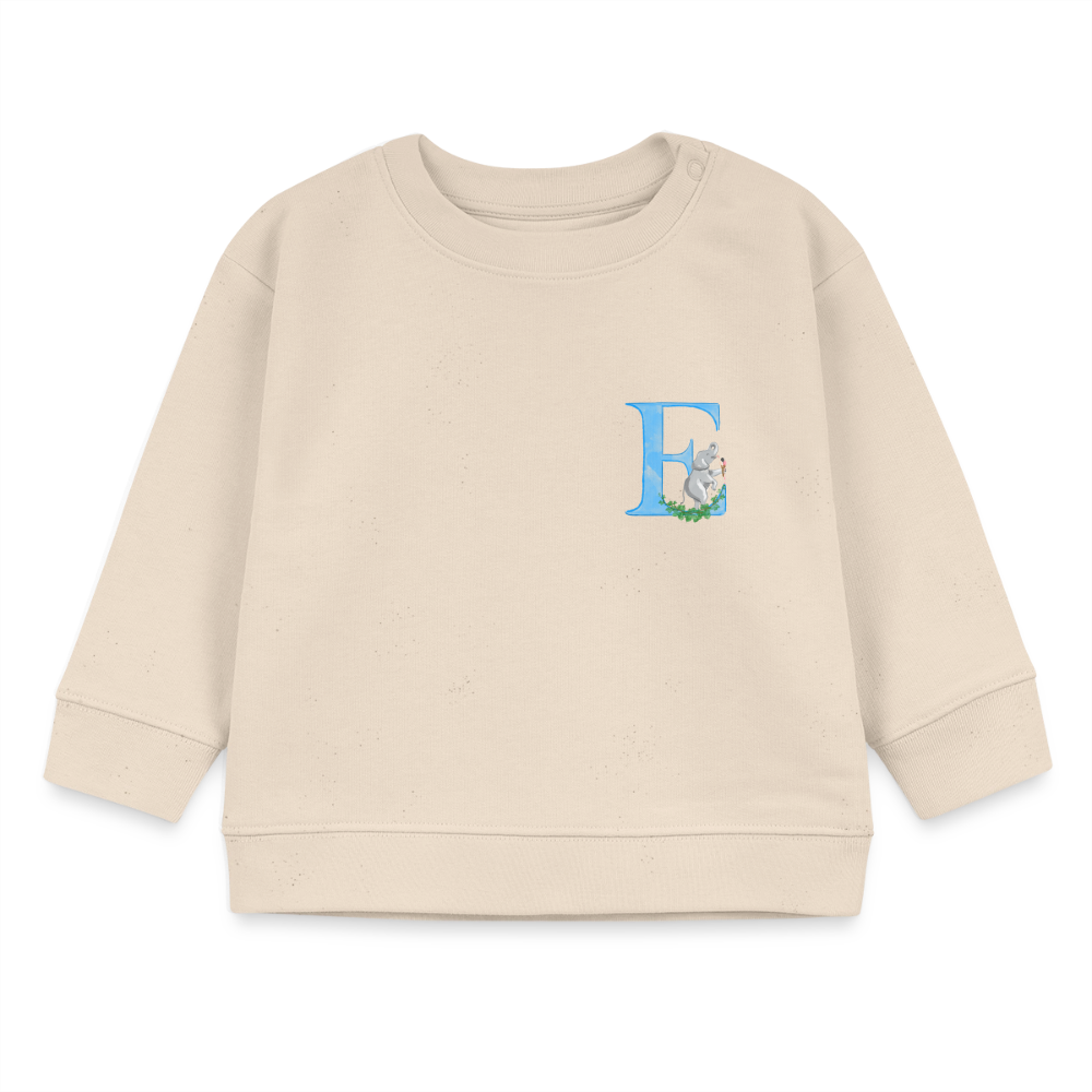 Baby Sweatshirt personalisiert – Bio-Baumwolle Buchstabe "E" - Weißgrau