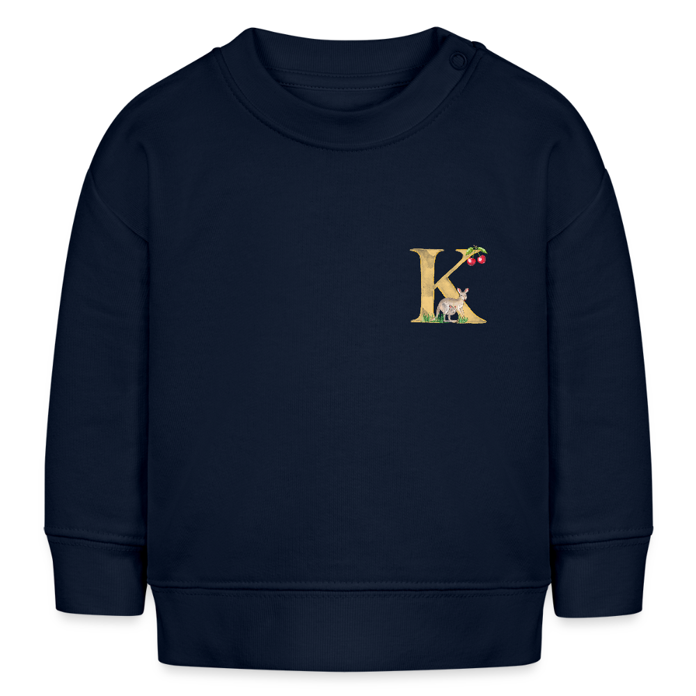 Baby Sweatshirt personalisiert – Bio-Baumwolle Buchstabe "K" - Navy