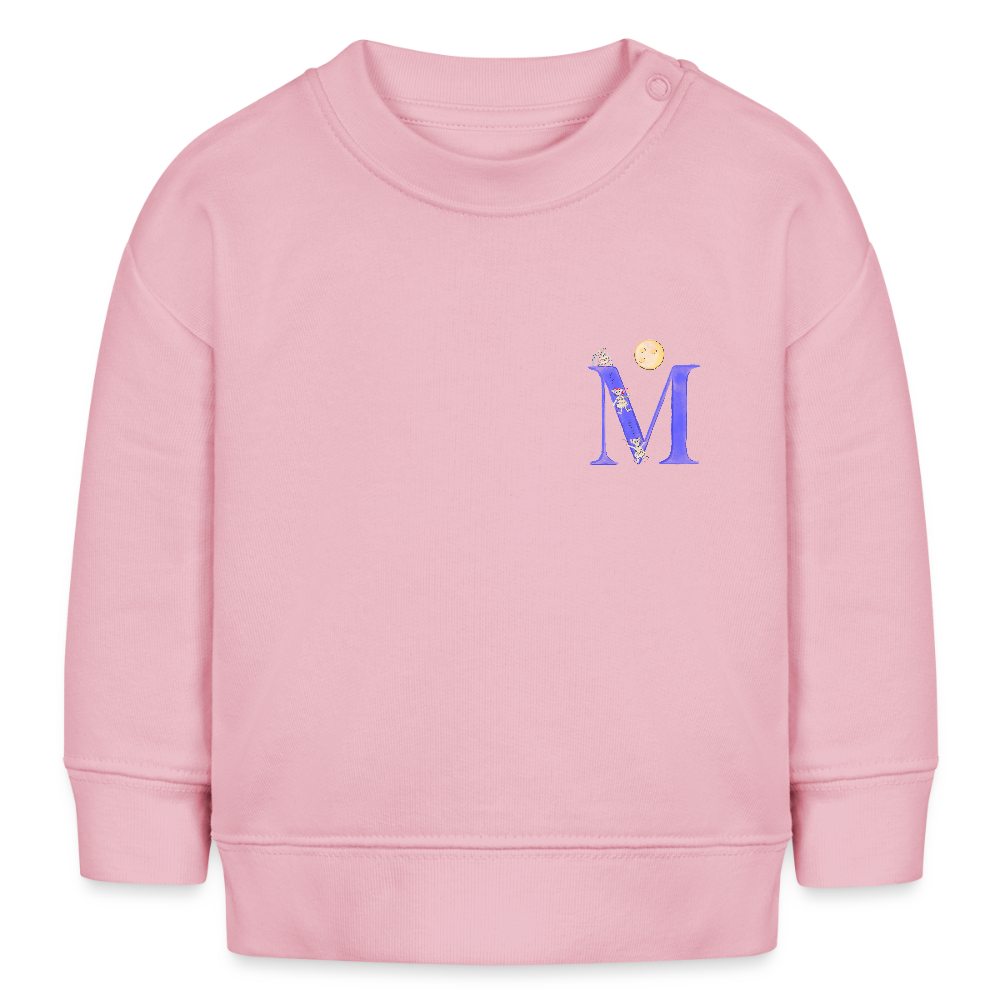 Baby Sweatshirt personalisiert – Bio-Baumwolle Buchstabe "M" - Hellrosa