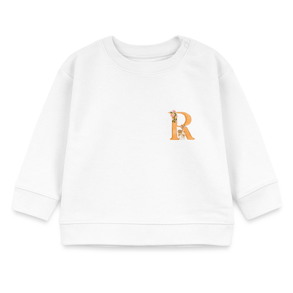 Baby Sweatshirt personalisiert – Bio-Baumwolle Buchstabe "R" - Weiß