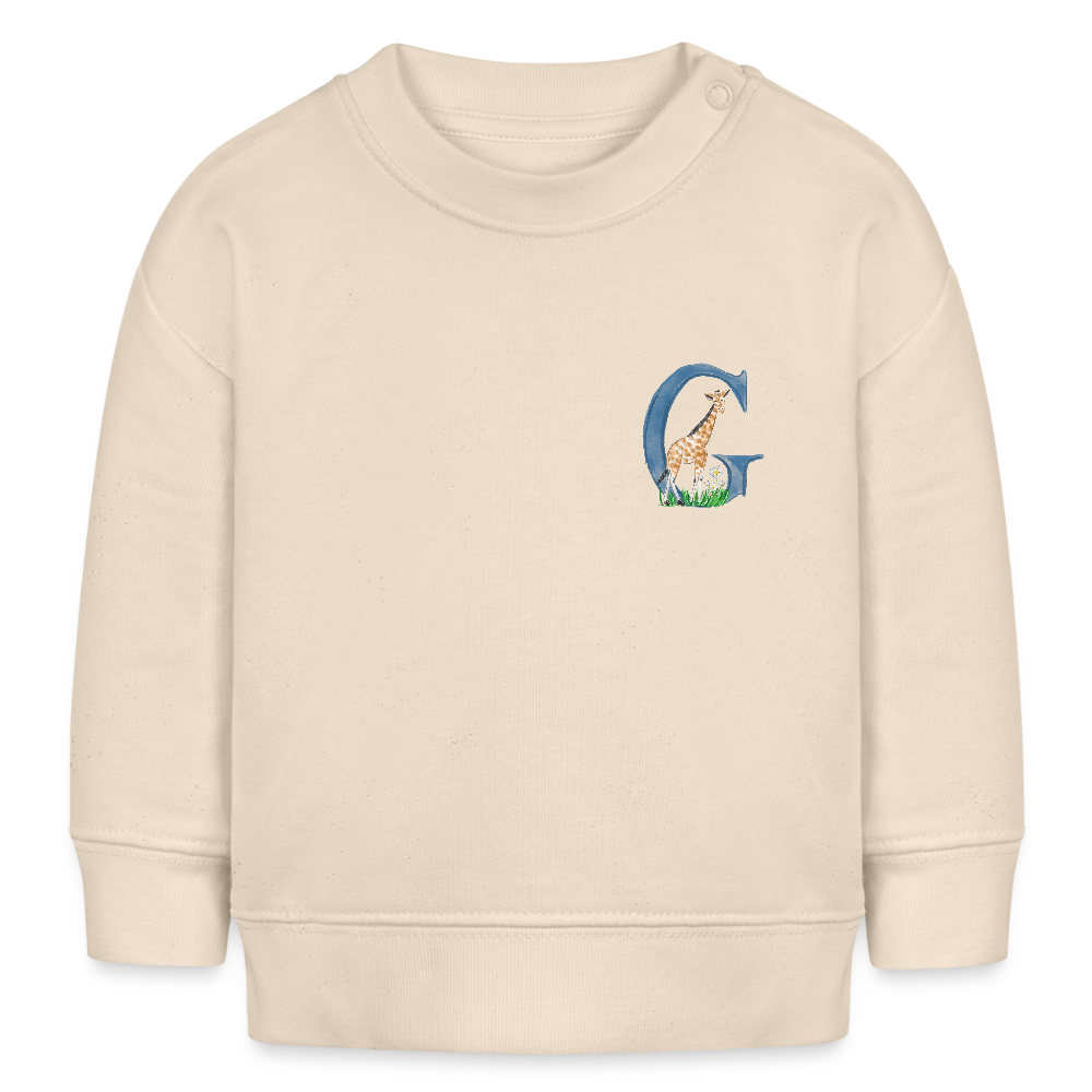 Baby Sweatshirt personalisiert – Bio-Baumwolle Buchstabe "G" - Weißgrau