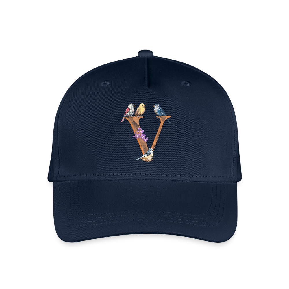 Kinder Snapback Cap personalisiert –  mit Anfangsbuchstaben "V" - Navy
