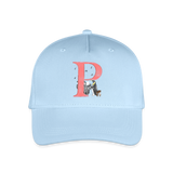 Kinder Snapback Cap personalisiert –  mit Anfangsbuchstaben "P" Pinguin - Hellblau