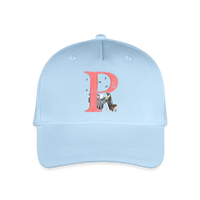 Kinder Snapback Cap personalisiert –  mit Anfangsbuchstaben "P" Pinguin - Hellblau