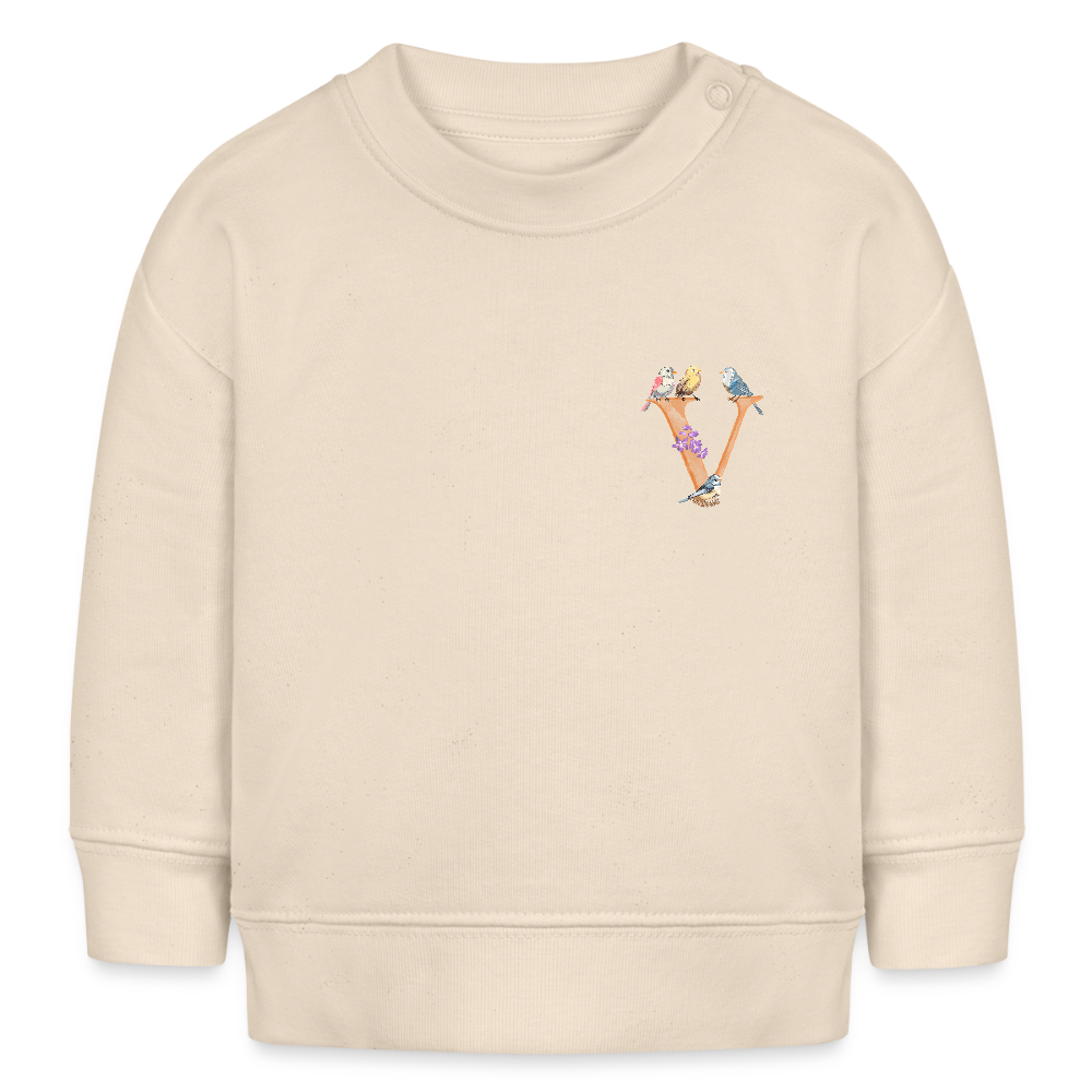 Baby Sweatshirt personalisiert – Bio-Baumwolle Buchstabe "V" - Weißgrau