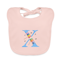 Baby Lätzchen personalisiert – Bio-Baumwolle mit Buchstabe "X" 🌱🍼 - Rose