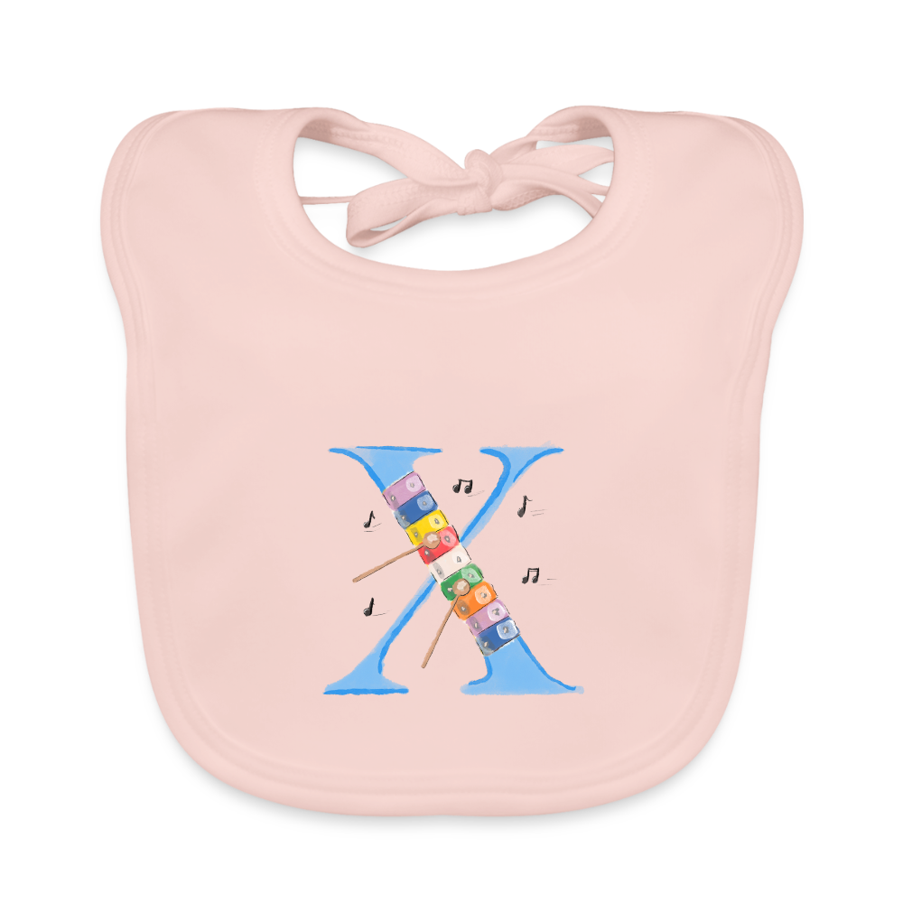 Baby Lätzchen personalisiert – Bio-Baumwolle mit Buchstabe "X" 🌱🍼 - Rose