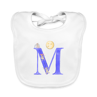 Baby Lätzchen personalisiert – Bio-Baumwolle mit Buchstabe "M" 🌱🍼 - Weiß