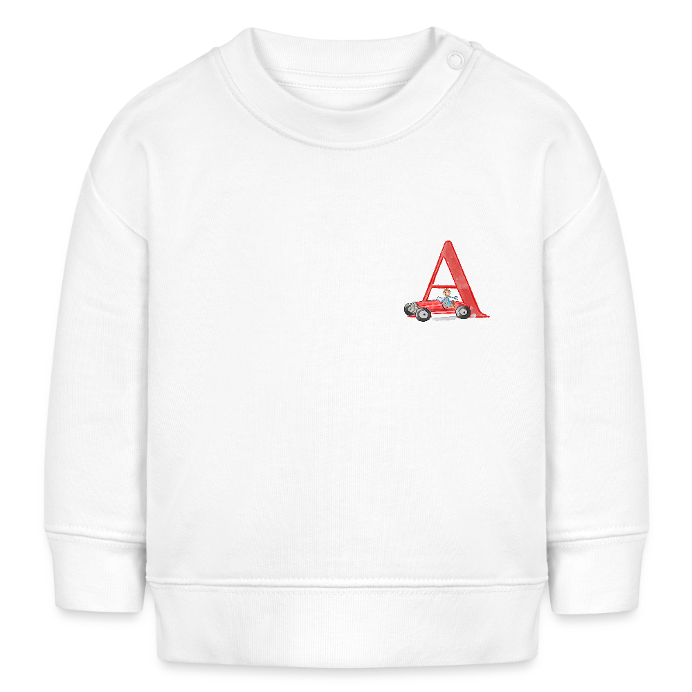 Baby Sweatshirt personalisiert – Bio-Baumwolle Buchstabe "A" - Weiß