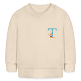 Baby Sweatshirt personalisiert – Bio-Baumwolle Buchstabe "T" - Weißgrau