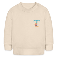 Baby Sweatshirt personalisiert – Bio-Baumwolle Buchstabe "T" - Weißgrau