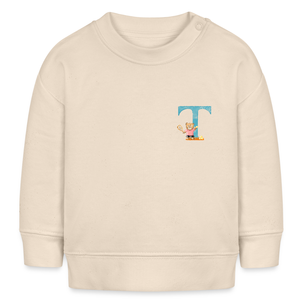Baby Sweatshirt personalisiert – Bio-Baumwolle Buchstabe "T" - Weißgrau