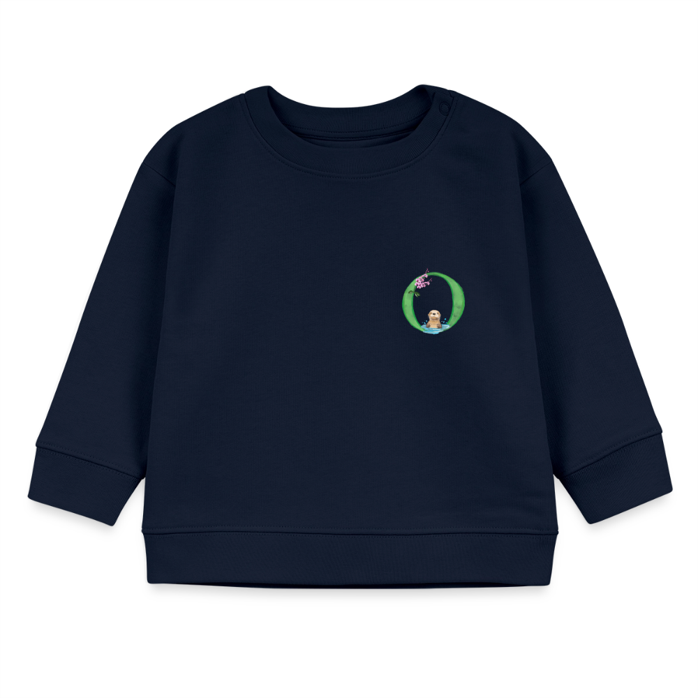 Baby Sweatshirt personalisiert – Bio-Baumwolle Buchstabe "O" - Navy