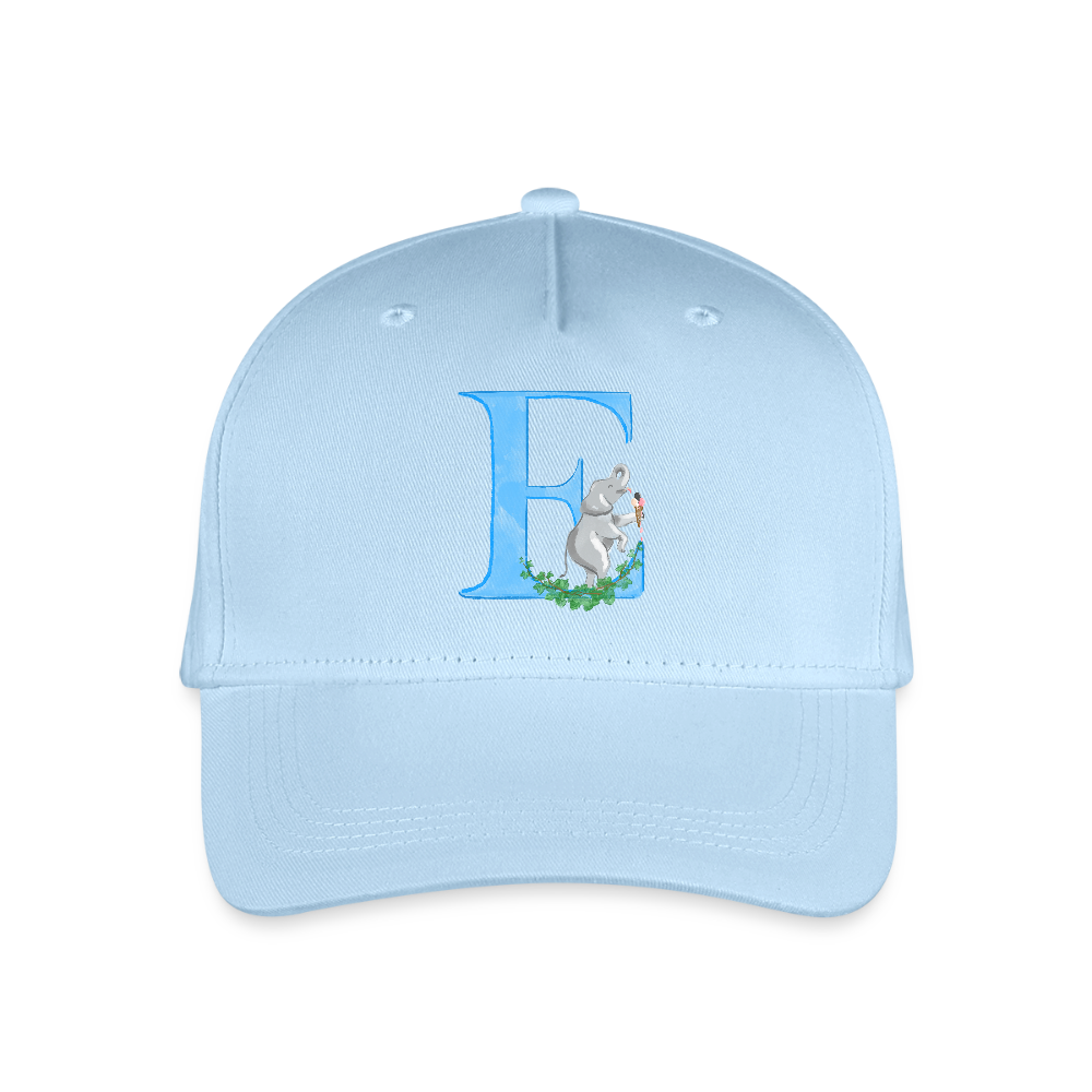 Kinder Snapback Cap personalisiert –  mit Anfangsbuchstaben "E" - Hellblau