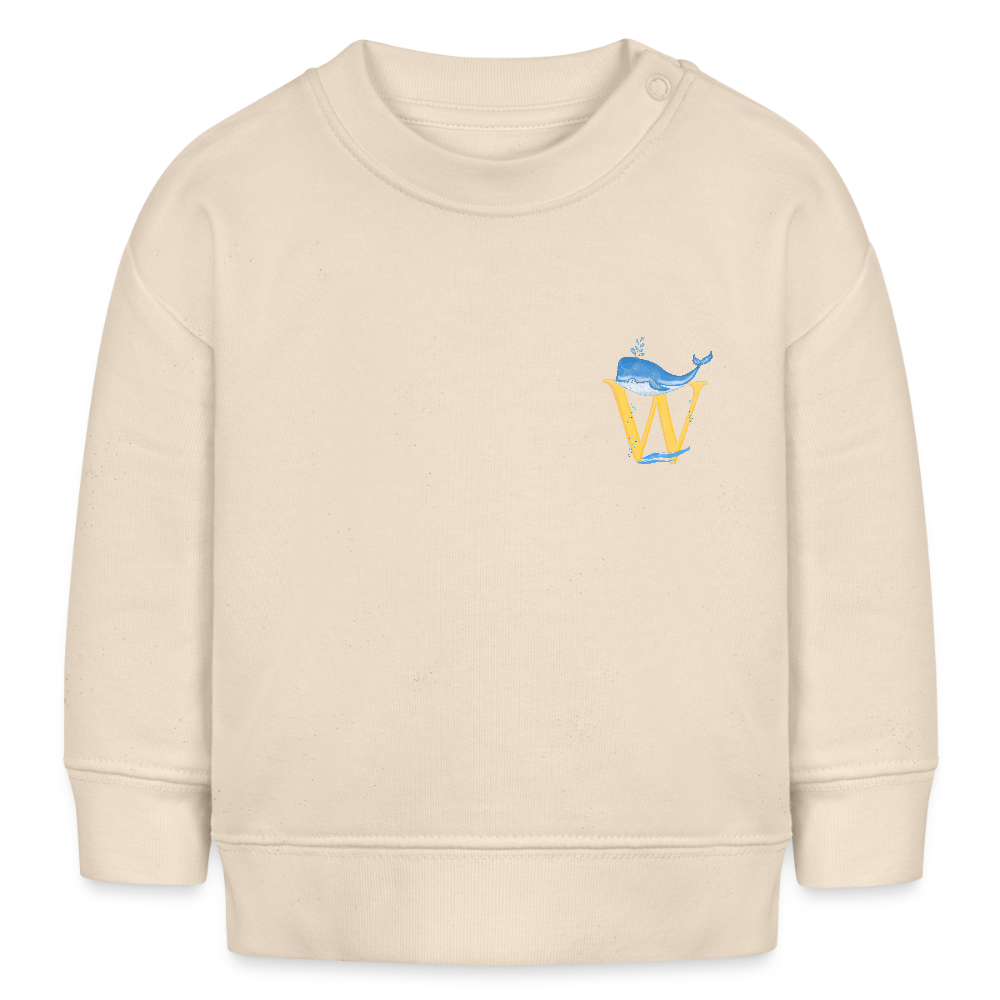 Baby Sweatshirt personalisiert – Bio-Baumwolle Buchstabe "W" - Weißgrau