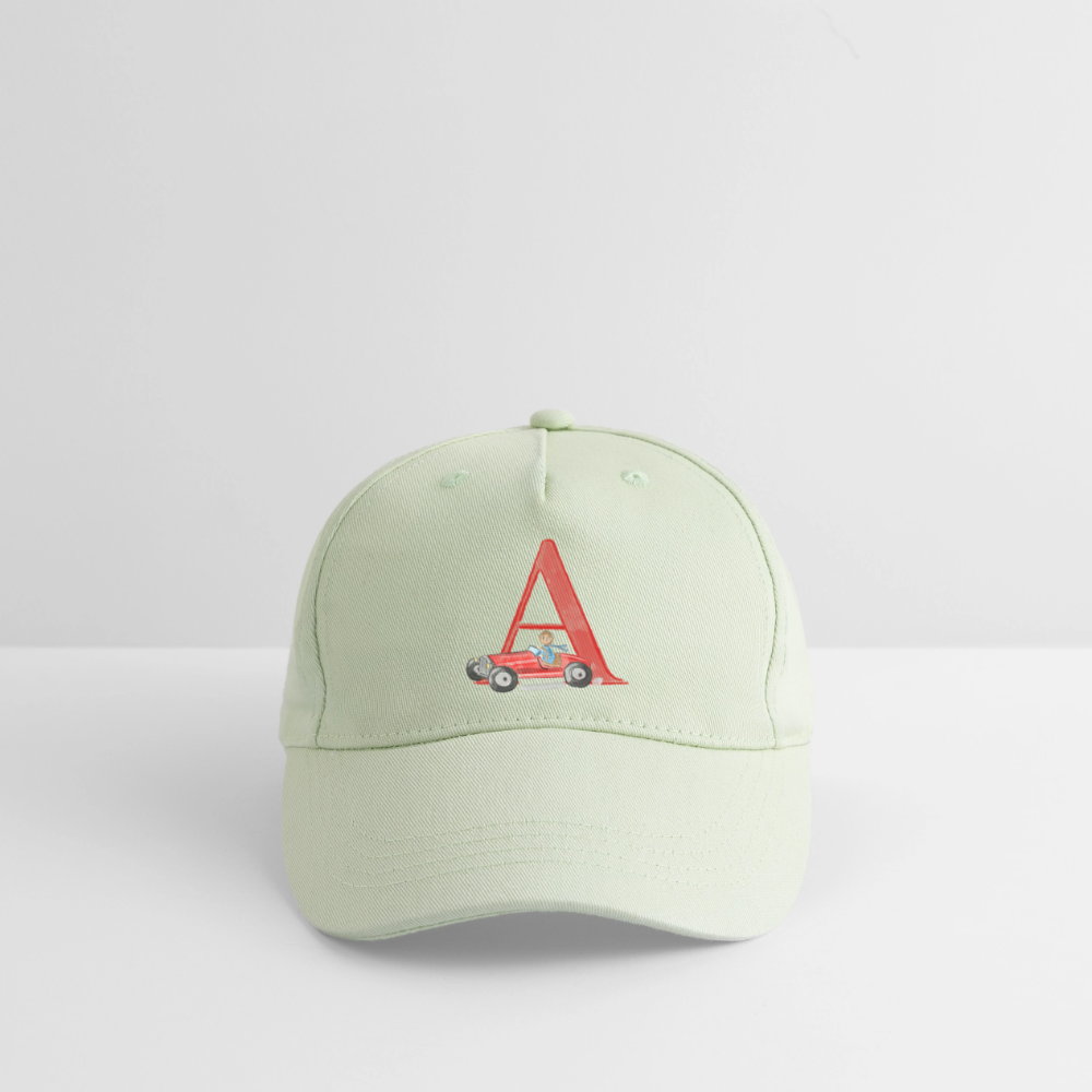 Kinder Snapback Cap personalisiert –  mit Anfangsbuchstaben "A" - Helles Mintgrün