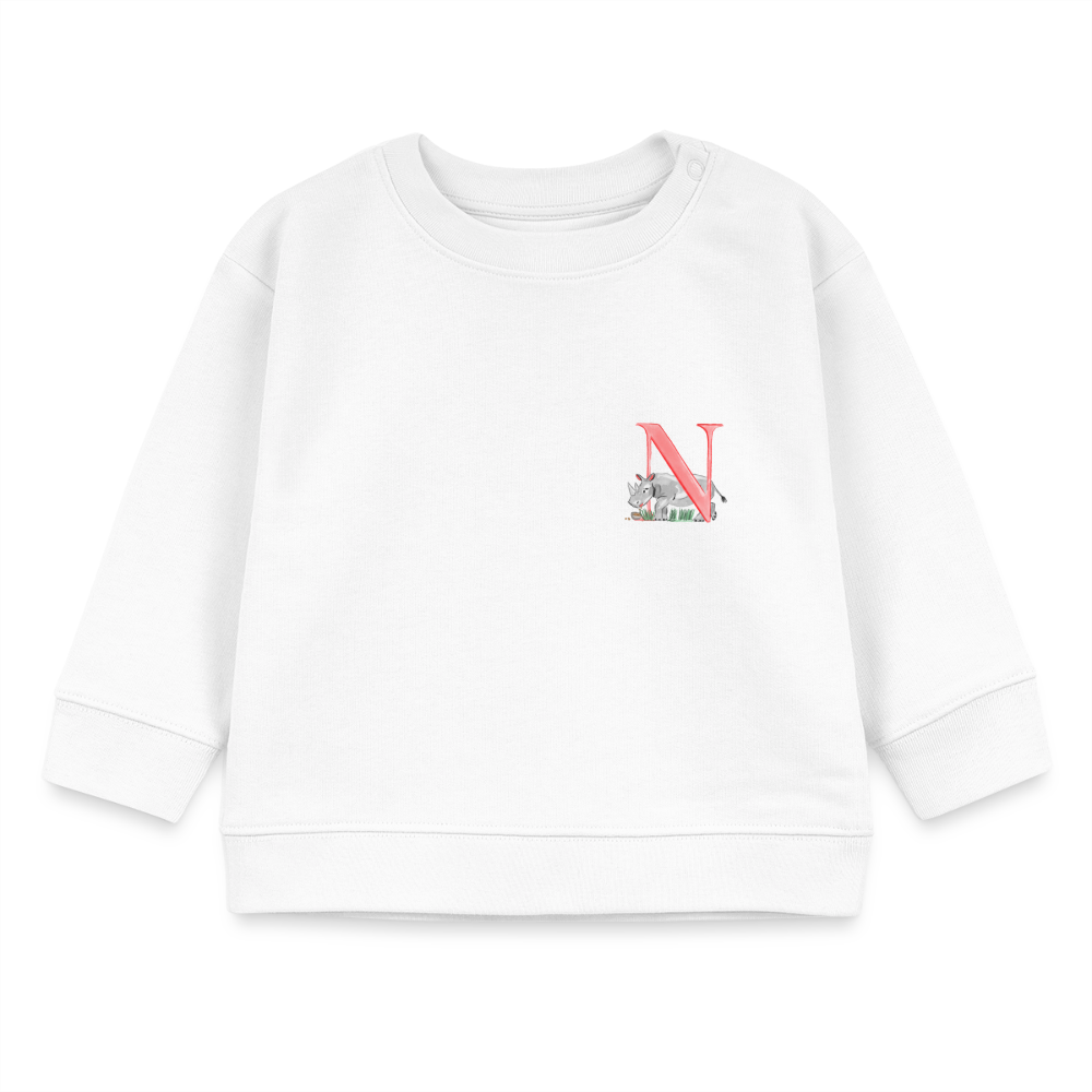Baby Sweatshirt personalisiert – Bio-Baumwolle Buchstabe "N" - Weiß