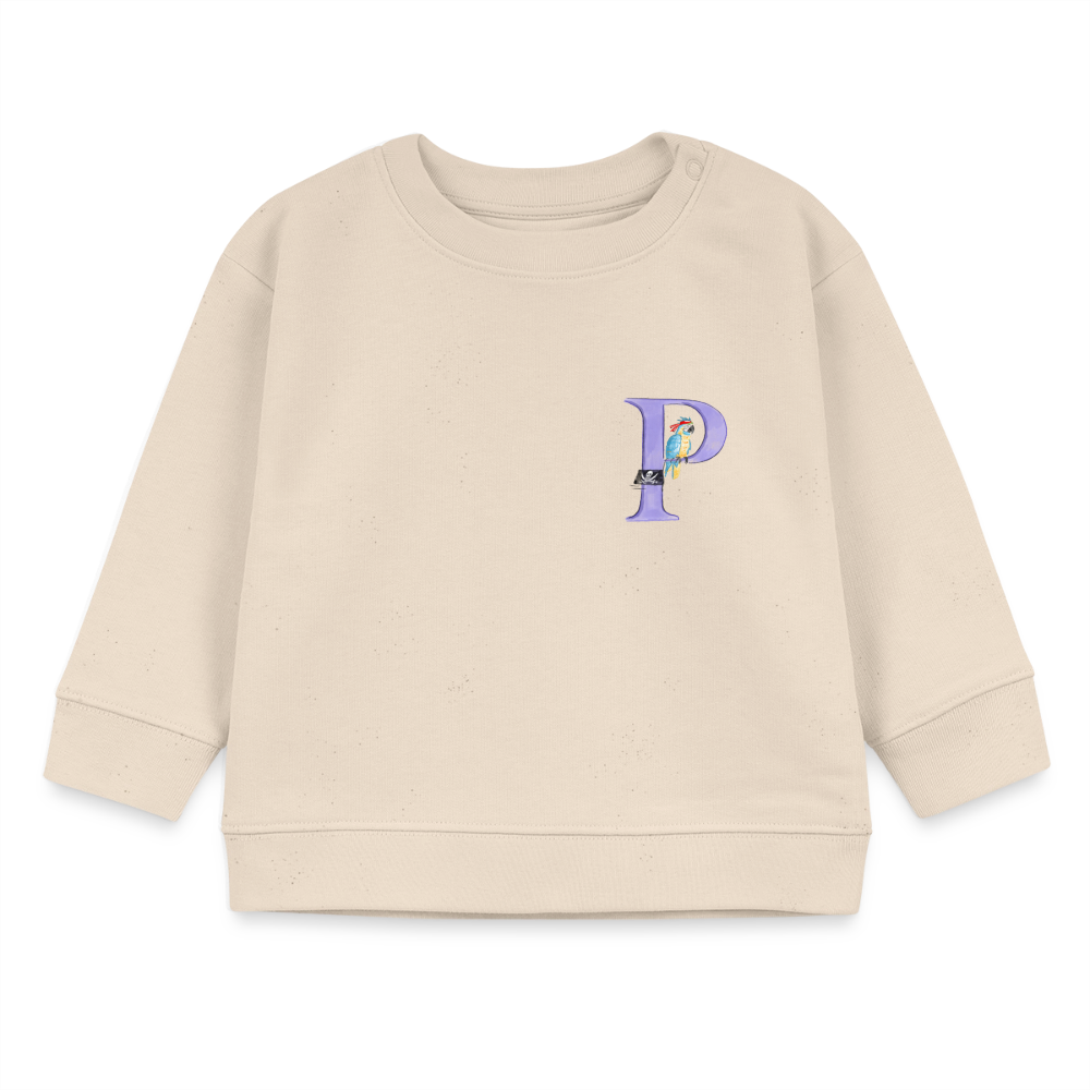 Baby Sweatshirt personalisiert – Bio-Baumwolle Buchstabe "P" - Weißgrau