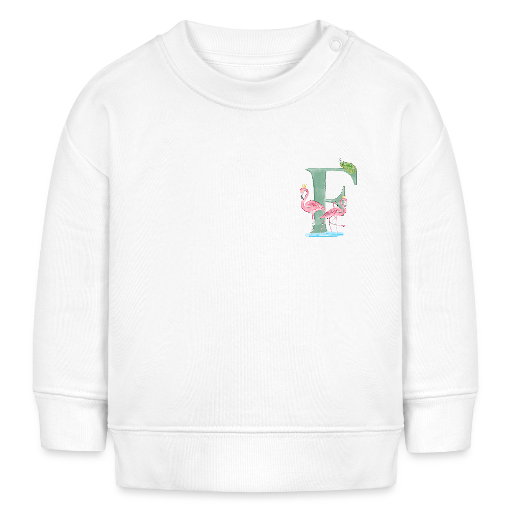 Baby Sweatshirt personalisiert – Bio-Baumwolle Buchstabe "F" - Weiß