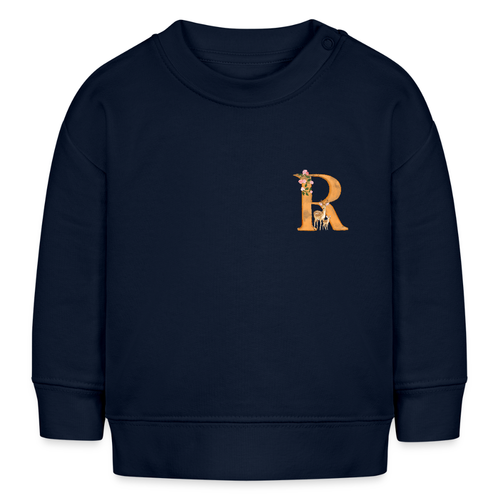 Baby Sweatshirt personalisiert – Bio-Baumwolle Buchstabe "R" - Navy