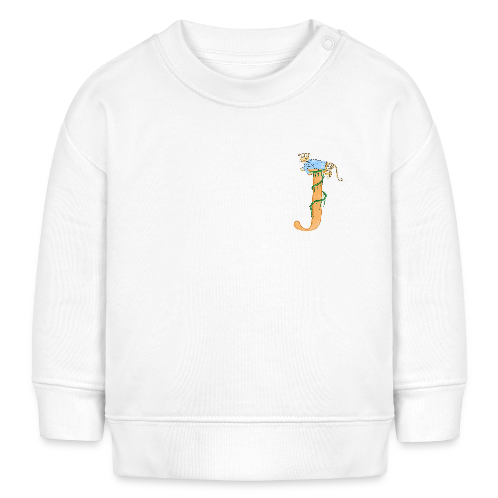 Baby Sweatshirt personalisiert – Bio-Baumwolle Buchstabe "J" blau - Weiß