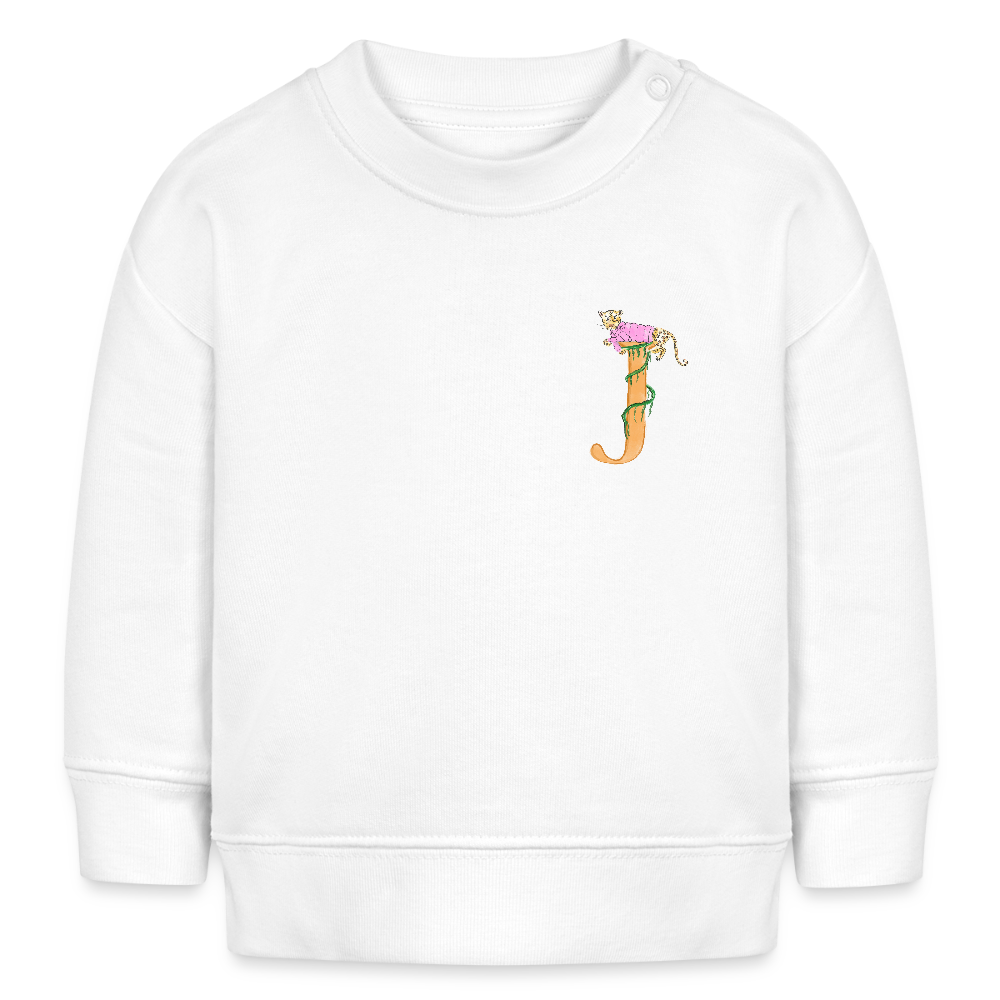 Baby Sweatshirt personalisiert – Bio-Baumwolle Buchstabe "J" rosa - Weiß
