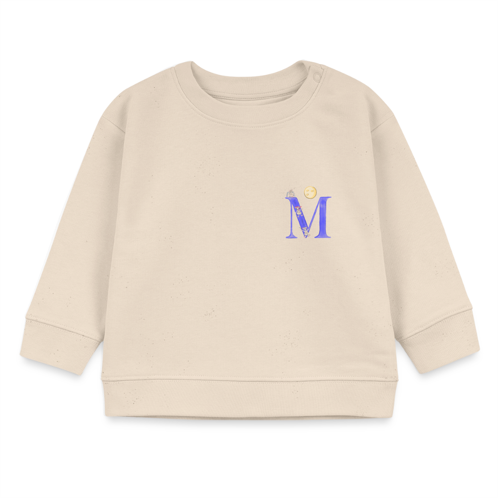 Baby Sweatshirt personalisiert – Bio-Baumwolle Buchstabe "M" - Weißgrau
