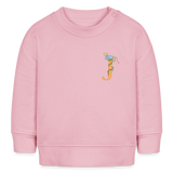 Baby Sweatshirt personalisiert – Bio-Baumwolle Buchstabe "J" blau - Hellrosa