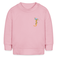 Baby Sweatshirt personalisiert – Bio-Baumwolle Buchstabe "J" blau - Hellrosa